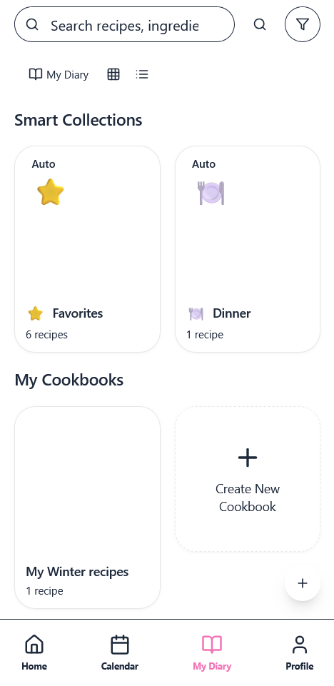 Saved Recipes Screen